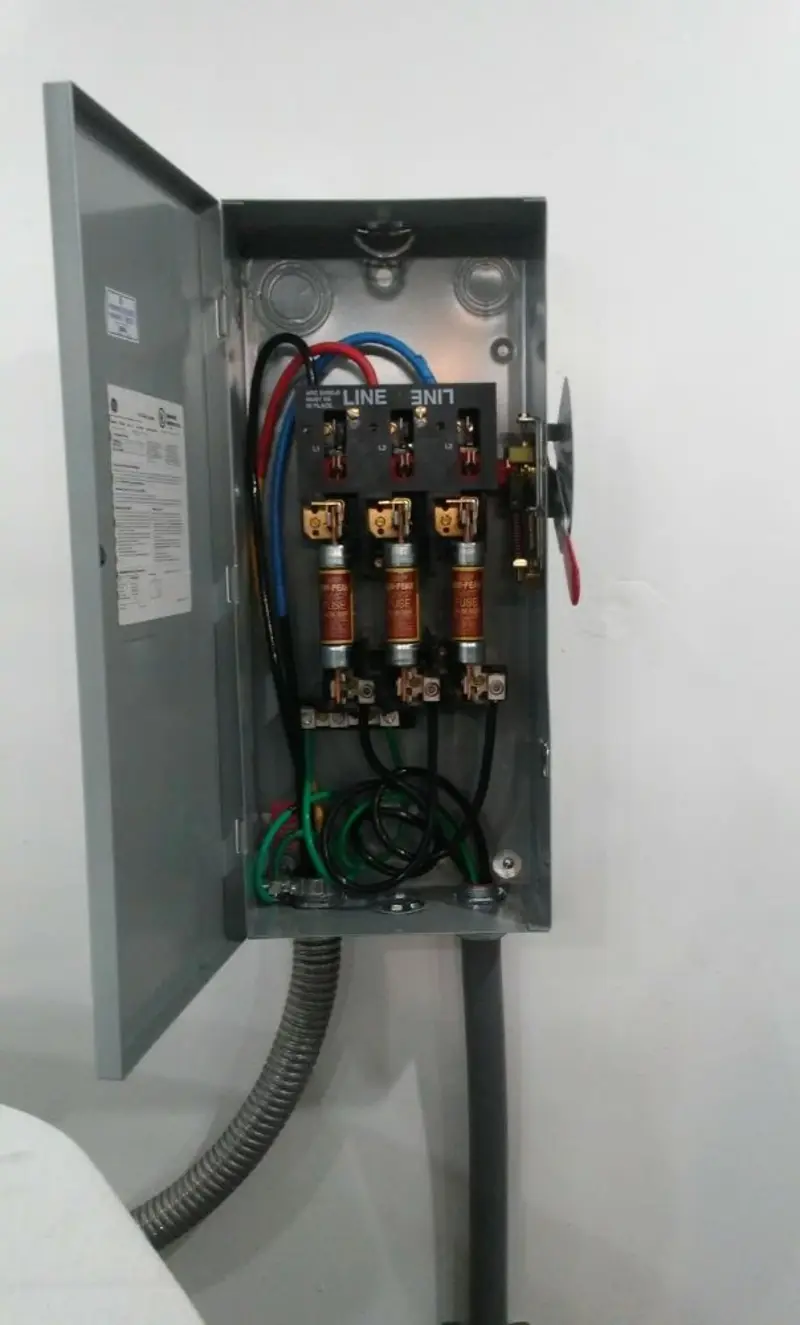 Three-phase disconnect switch installed for Electrical Wiring & Rewiring in Winter Gardens